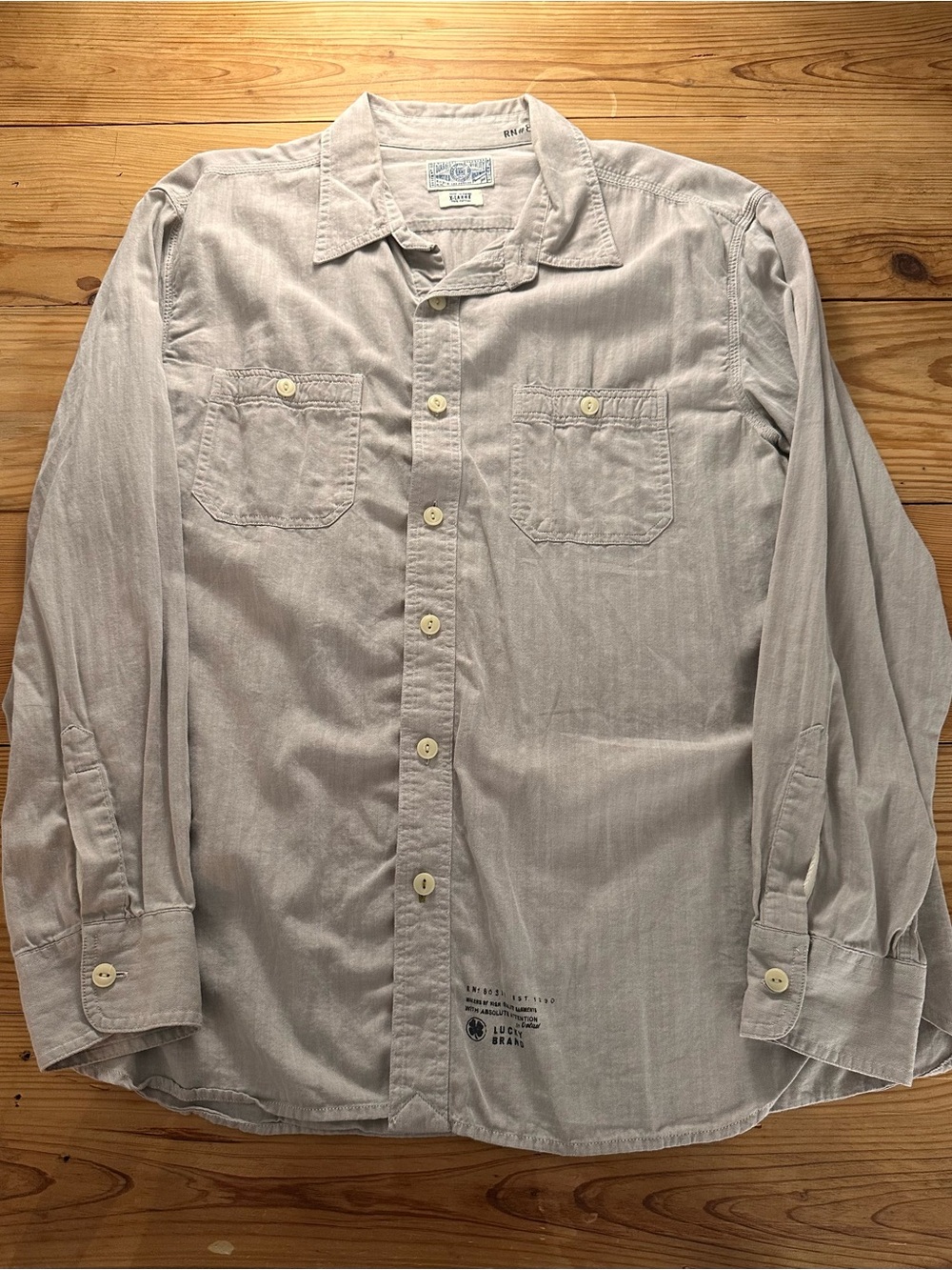 Lucky Brand Men's Light Beige Button-Down Shirt